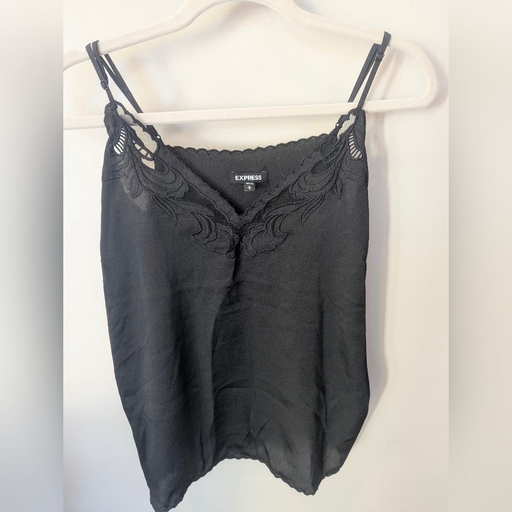 Express Black Lace Trim Cami Top